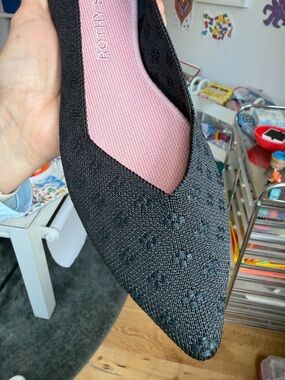 Rothy's The Point Textured Black Pointed Knit Flat LIKE NEW Size 10